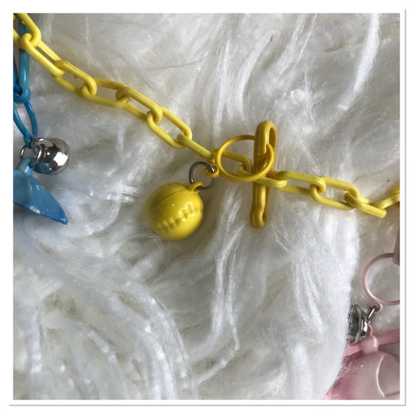 Vintage 1980’s Plastic Bell Charm Necklace Coke Bottle Unicorn Multicolour - Picture 8 of 10